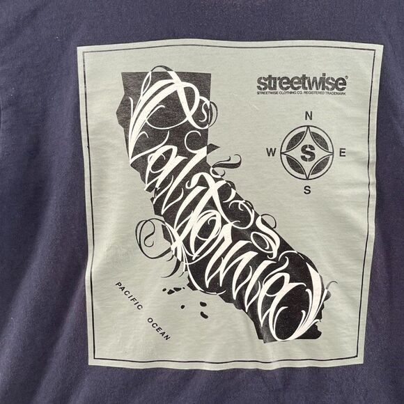 Streetwise Clothing Cali Script T-Shirt in navy Streetwear mens XL - Picture 5 of 14